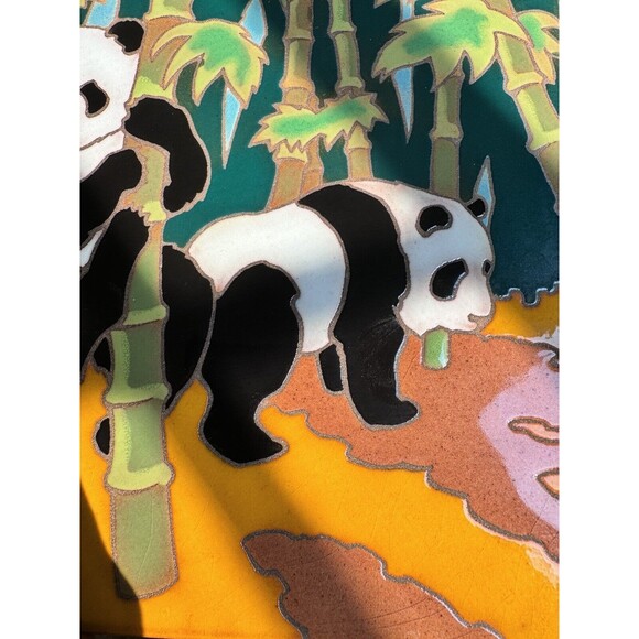 1984 Arius Santa Fe Art Tile PANDAS #4503 8”x8” Italy Tile Trivet RARE - Picture 6 of 7